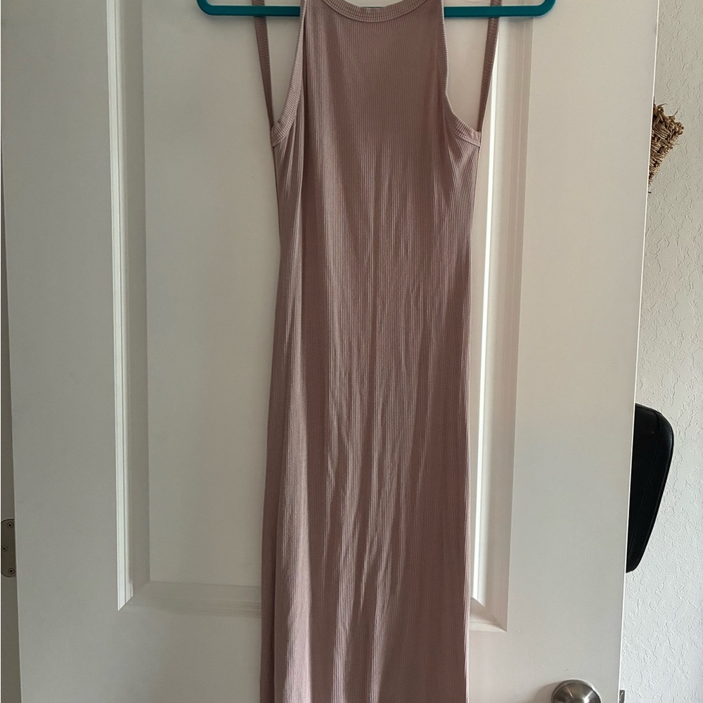 Pink Sheath Halter Backless Dress